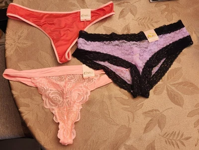 Nuevo con etiquetas Candies 2 Tangas Rosa 1 Lavanda/Negro Cheeky XL Foto 1 de 4