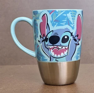 Disney Stitch Travel Mug Coffee Cup Blue Ceramic Metal Bottom * Lilo & Stitch - Picture 1 of 9