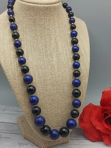 Handwerker Perlen Halskette schwarz und blau Perlen goldfarben Abstandshalter abgestuft 22 Zoll - Bild 1 von 6