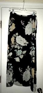 Linda Allard ELLEN TRACY 100% Silk Flower Print Long SKIRT (Size 10) - Picture 1 of 5