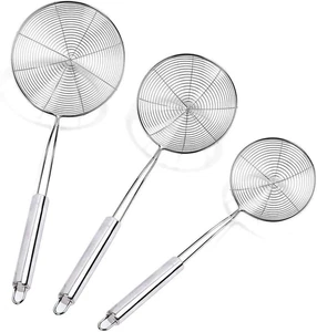 Set Di 3 Setaccio Skimmer in Acciaio Inox, 12Cm, 16Cm E 20Cm, Skimmer a Filo Con - Foto 1 di 12