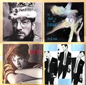4 Lot 12x12 Record Store Promo Flats ELVIS COSTELLO Cure SIMPLY RED Chris Isaak - Picture 1 of 5
