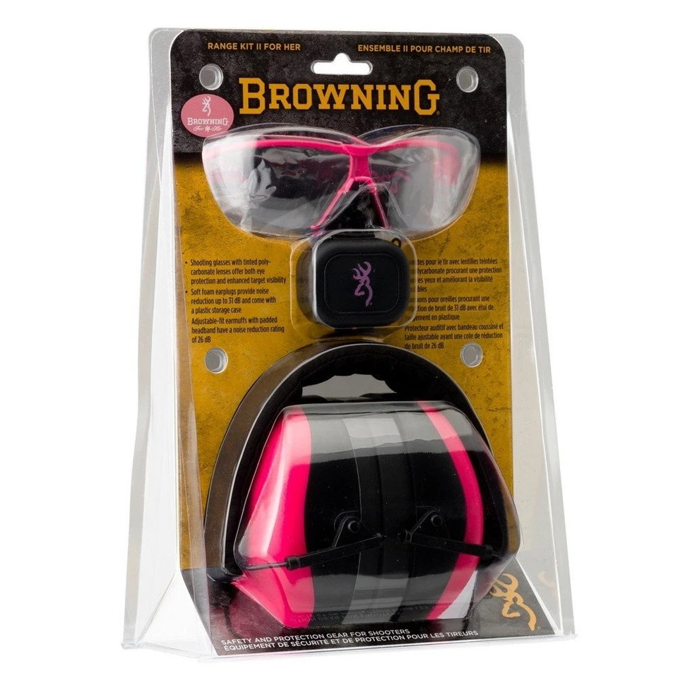 Browning Range Kit II For Her 3 Piece Includes Earplugs/Glasses/Muff Pink 126373 - Image 1 of 1