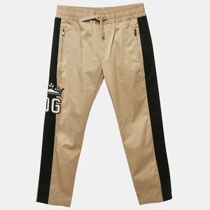 Dolce Gabbana Kids BeigeBlack Logo Applique Gabardine Trousers 78 Yrs - Picture 1 of 8