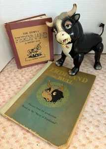 Ideal’s 1938’s Composition ferdinand the bull Toy Disney & 2 Vintage Books - Bild 1 von 21
