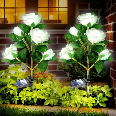 Luces de rosas luz de jardín con energía solar impermeable para decoraciones exteriores de patio Foto 1 de 4
