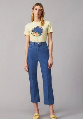 $298 Tory Burch Denim Dark Wash High Rise Flare Jeans Pants Designer Size 26 - Image 1 of 4