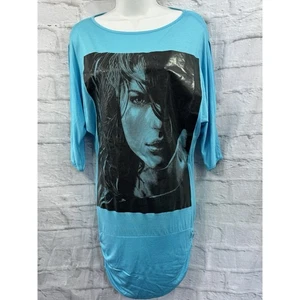 Encobella Größe 10 blau figurbetont T-Shirt Stil Kleid Grafik T-Shirt Sommer Freizeit - Bild 1 von 8