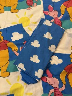 Sábana plana doble vintage 1996 Disney Winnie The Pooh Piglet con sábana ajustable Foto 1 de 4