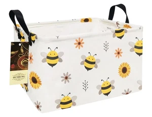 HUNRUNG Rectangle Canvas Storage Basket | Cute Organizer Bin for Toys, Books, Cl - Picture 1 of 8