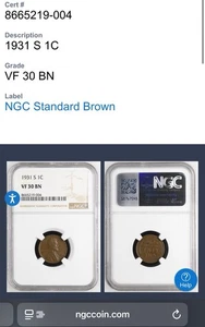 🔥1931 S Lincoln Wheat Cent * NGC Graded VF30 BN * Very Low Mintage * Key Date🔥 - Picture 1 of 1