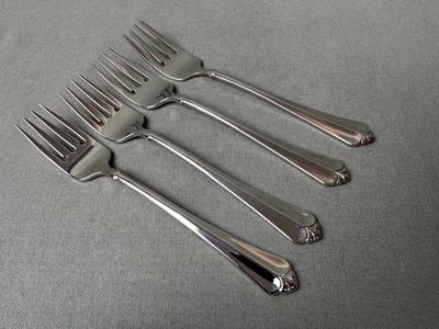 QUATRO garfos para salada Oneida JUILLIARD padrão cubo brilhante de aço inoxidável marca 7" - Imagem 1 de 4