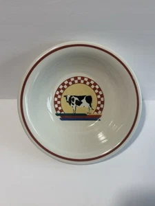 Ciotola zuppa/cereali mucca fattoria Fannie's vintage secolo in gres fattoria vintage - Foto 1 di 6