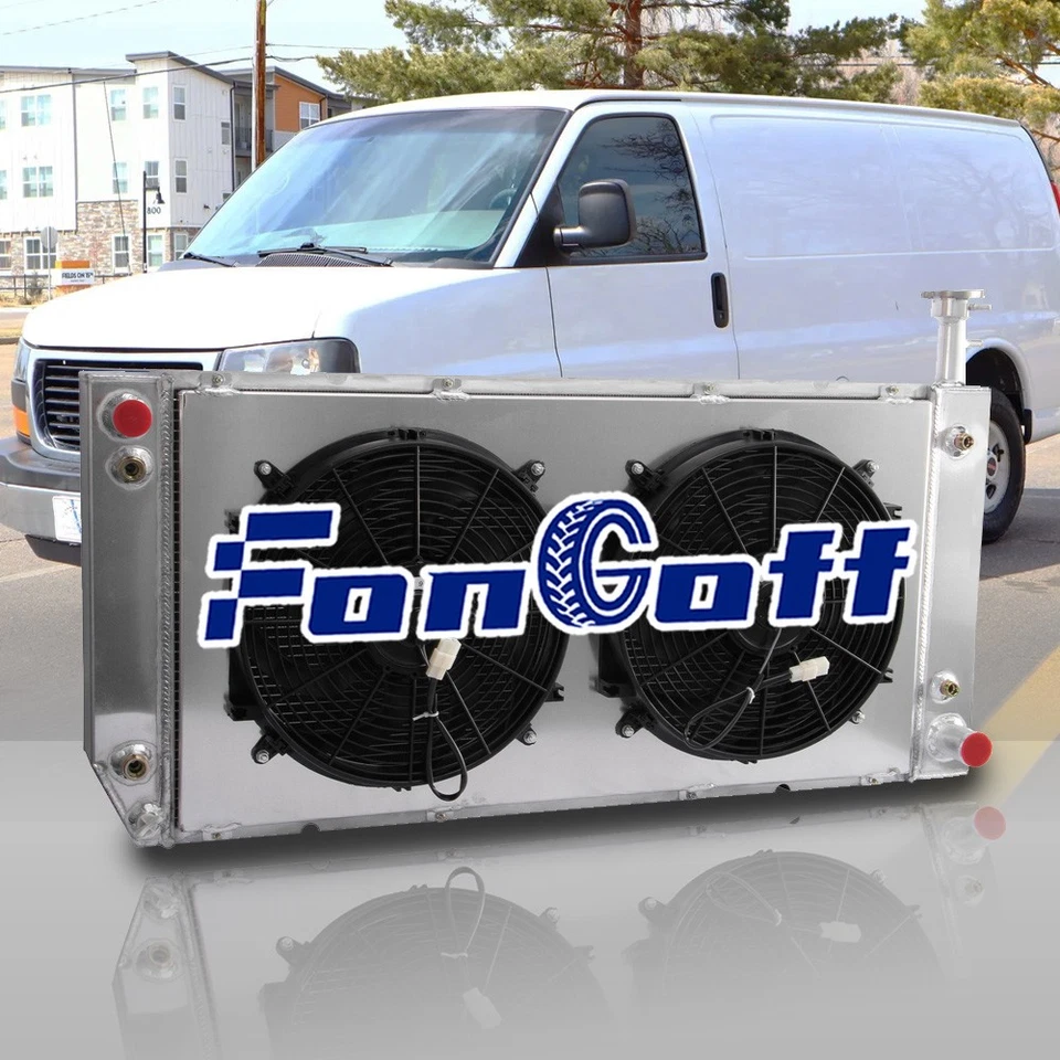 4 Row Radiator&Shroud Fan For Chevy Express/GMC Savana 2500 3500 2004-2016,2014 - Image 1 of 4