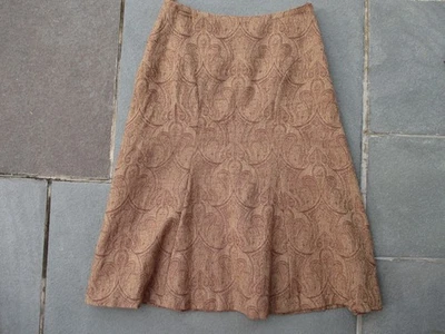 TALBOTS Women BROWN Wool FULL A-Line SKIRT Lined PAISLEY Design Vintage Sz 10 - Image 1 of 4