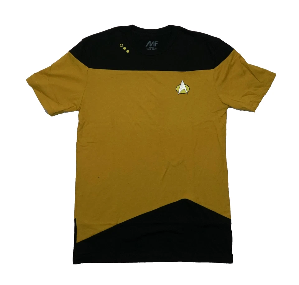 Nueva Camiseta Star Trek Adulto - Amarillo Dorado Uniforme de Operaciones Solapa Logo Foto 1 de 1
