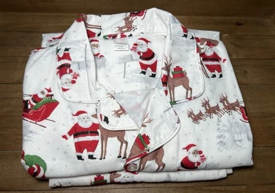 Juego de pijama de franela Pottery Barn Kids Adult Heritage Santa Foto 1 de 4