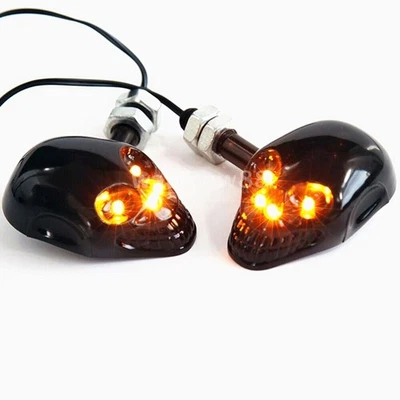 2x Skull LED Turn Signals For Victory Hammer 8-Ball Jackpot Arlen Ness Vegas - Image 1 of 4