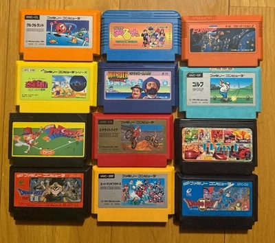 Dragon Quest III Super Mario Famicom Lot Japan Nintendo NES 12 Cartridge Games - Image 1 of 3