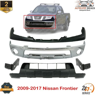 Parachoques delantero cromado + cubierta + cenefa + soportes para Nissan Frontier 2009-2017 Foto 1 de 4