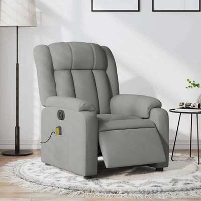 vidaXL Electric Massage Recliner Chair Light Grey Fabric - image 1 of 4