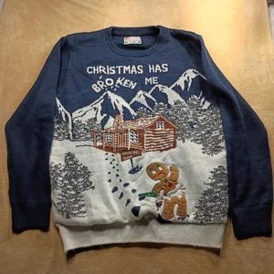 Hässlicher Weihnachtspullover XL Lebkuchenmann Hütte Berge Weihnachten hat mich gebrochen - Bild 1 von 15