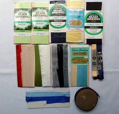 Mixed Lot of 13 Vintage Rayon Seam Binding Sewing New + Partials - Image 1 of 4