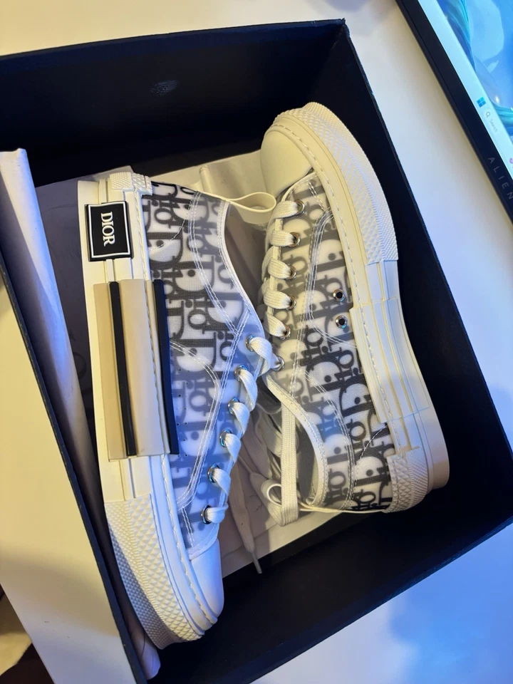 Dior B23 League Low Top Sneaker White/Black, Oblique Canvas, Size 7 - Image 1 of 4