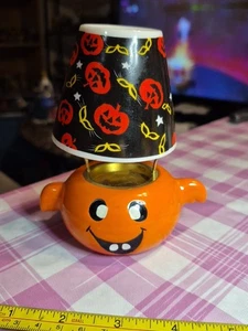 Portacandele votivo Halloween JOL ceramica Collins Co vintage con paralume raro - Foto 1 di 15