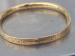 Victorian Gold Filled Etched Baby Child Armreif Bracelet - Bild 1 von 10