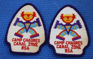 2 Patches Canal Zone Camp Chagres 1970s Boy Scout BSA Vintage Original - Picture 1 of 5