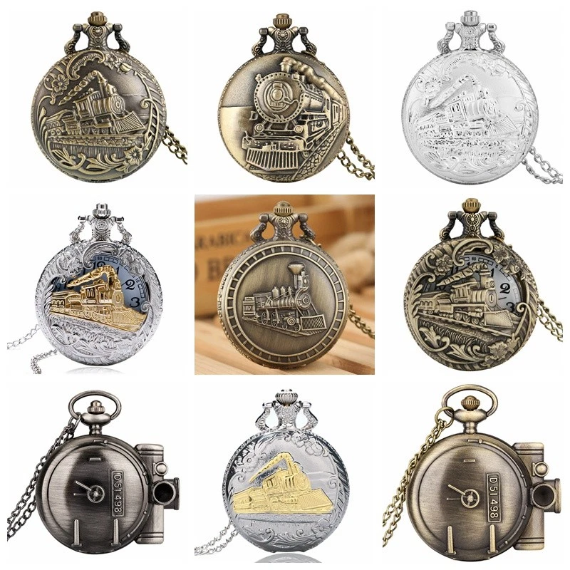 Steampunk Vintage Style Pocket Watch Train/Truck/Motorcycle/Car Series Watches - Image 1 of 4