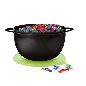 Tupperware 42 tazze Thatsa ciotola di miscelazione nero maculato con guarnizione verde nuova - Foto 1 di 2