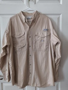 CAMISA DE PESCA PARA HOMBRES COLUMBIA PFG OMNI FREEZE BRONCEADO CERO BOTONES TALLA LRG - Imagen 1 de 5
