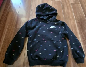 Girls 6 Nike Sweatshirt Top Hoodie Black Multi Logo Rainbow - Picture 1 of 5