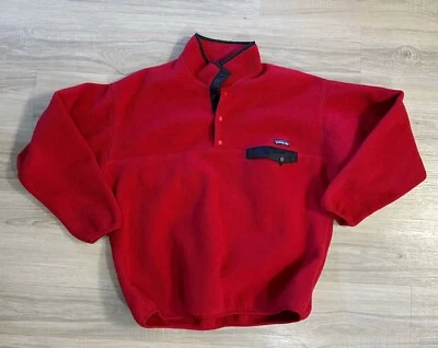 Vintage 80s Patagonia Fleece Jacket Men’s Small/Med Red Bomber Pile Zip Outdoor - Image 1 of 2