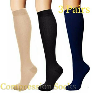 3 Pair New Compression socks Calf/High Solid Support Stockings For Unisex - Picture 1 of 15