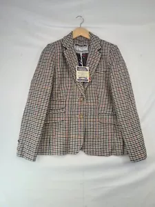 Joules Blazer Jacket Size 16 Tweed Houndstooth Wool Equestrian Aster BNWTRP£159 - Picture 1 of 15