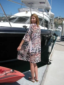 NWT Woman's Size S/M Animal Print Kimono Style Long Jacket - Picture 1 of 10