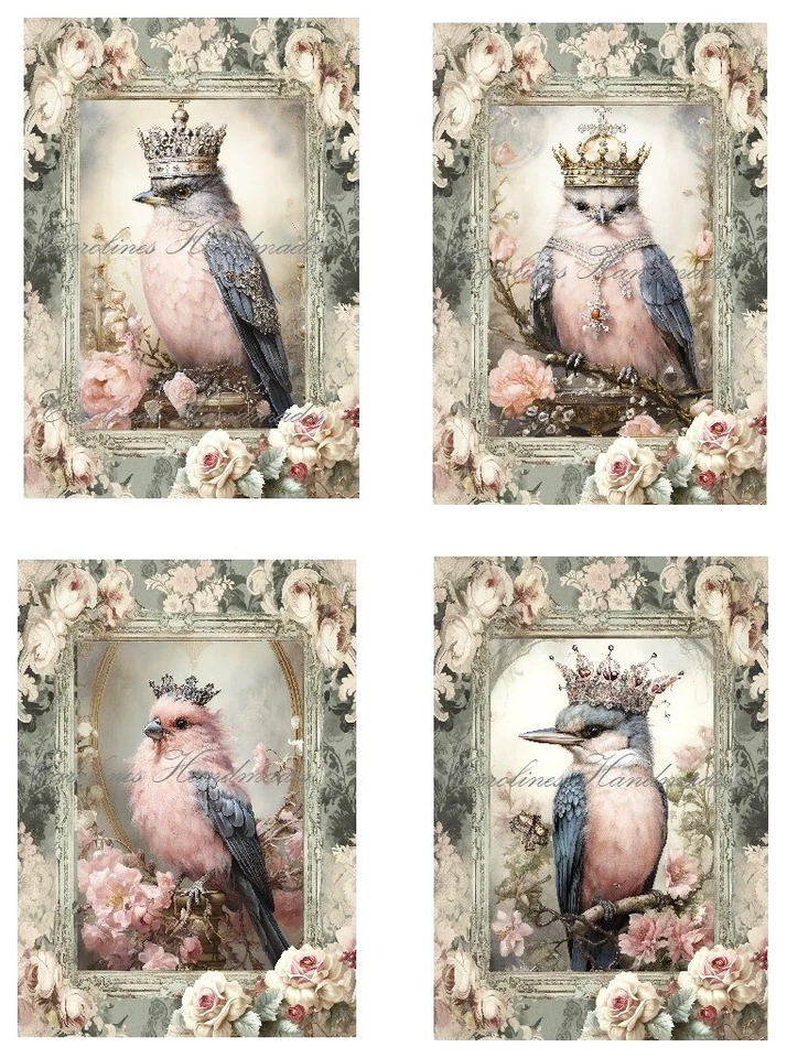 JUEGO DE MÚLTIPLES TAMAÑOS bloques de edredón de tela de algodón Fantasy Birds In Crowns Foto 1 de 1