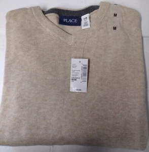 The Childrens Place Boys Size M 7/8 V-Neck Pullover Sweater in Color "Straw" NWT - Picture 1 of 5