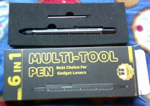 NEW 6 in 1 MULTI TOOL PEN GADGET Stylus Pen Ruler Level Screwdriver - Picture 1 of 2
