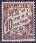 1938-41  ANDORRE  TIMBRE- TAXE  Y & T  N° 18 Neuf *   AVEC CHARNIÈRE