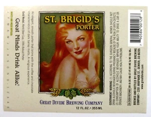 Great Divide Brewing Co ST BRIGID'S PORTER Bieretikett CO 12 Unzen - Bild 1 von 1