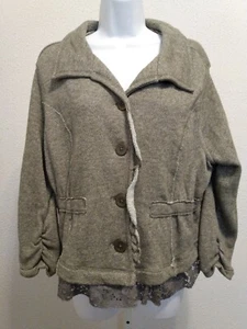 Chaqueta Corta para Mujer S Decree Gris con Botones Tejida Lagenlook Y2K Nueva con Etiquetas Talla XL - Imagen 1 de 6