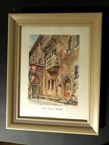 Vintage Verona - Casa de Giulietta Watercolor Print 14"x11" - Picture 1 of 7