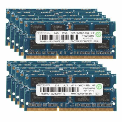 RAMAXEL DDR3 20 GB RAM 10x 2GB 1333mhz 204pin SODIMM PC3-10600S Laptop Memory - Image 1 of 4
