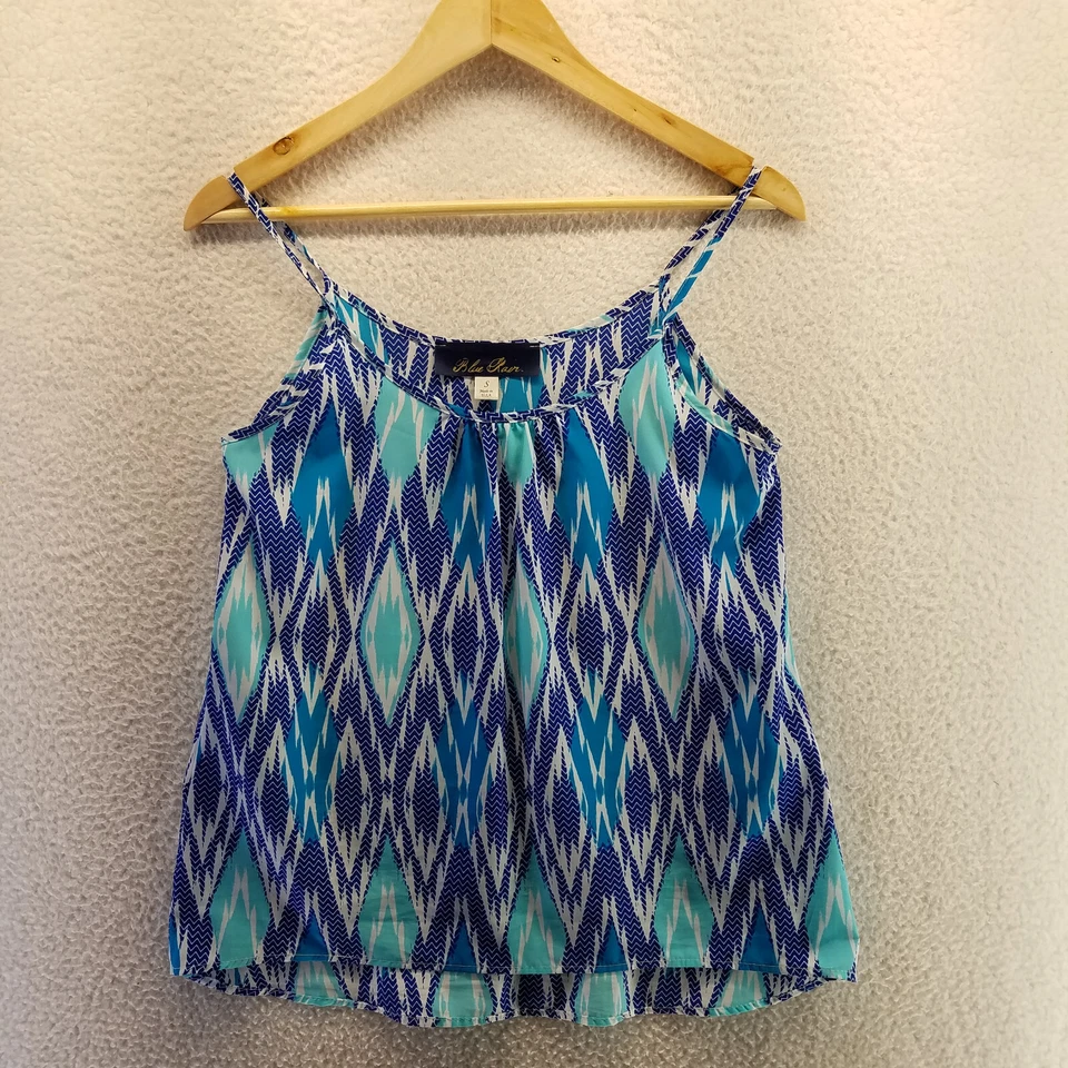 Francesca Blue Rain Shirt Womens Small Blue Diamond Camisole Tank Top Cami USA - Image 1 of 4