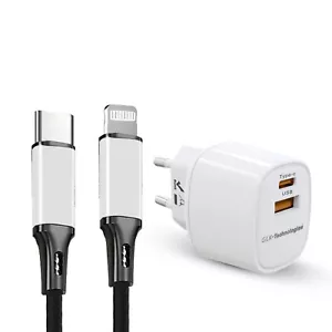 GLK 33W USB C Schnellladegerät Weiß mit Ladekabel iphone Apple 7 8 11 12 Pro max - Bild 1 von 4