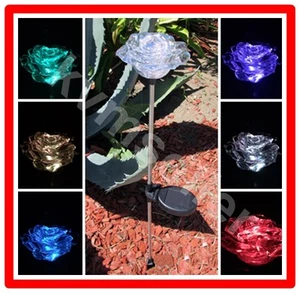 1-Piece Solar Powered Exquisite Rose Flower Garden Stake Pathway Lawn LED - Picture 1 of 9